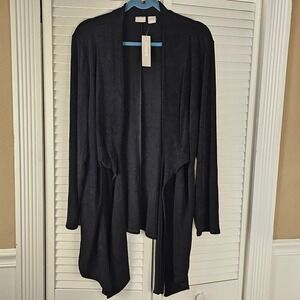 NWT Chico's Travelers Womens Black Tie Front‎ Long Cardigan Sweater Jacket 3 XL